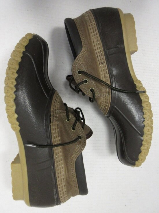 VINTAGE LL Bean Bean Boots 10 M Low Duck Canvas Rubber Gum Sole USA main image 12
